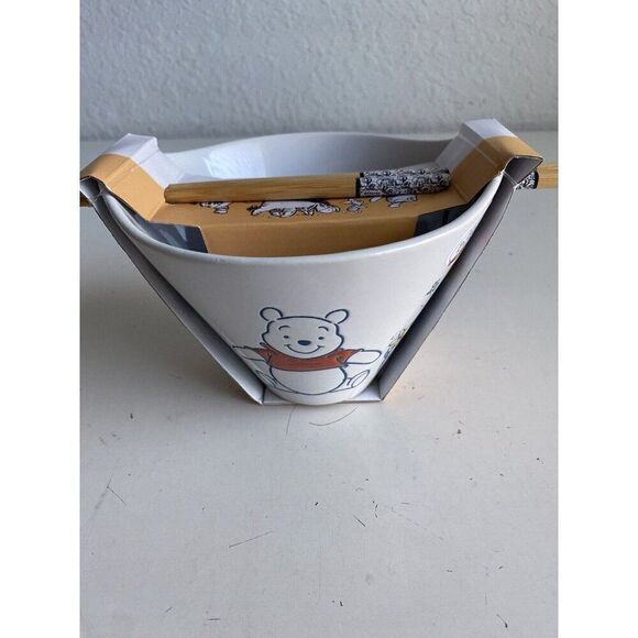 Disney Winnie The Pooh Hunny Time Engraved Ramen Noodle Bowl Chopsticks NEW - Picture 6 of 9